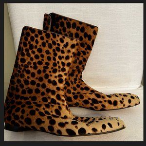 Rochas - Used Ponyhair Animal Print Boots